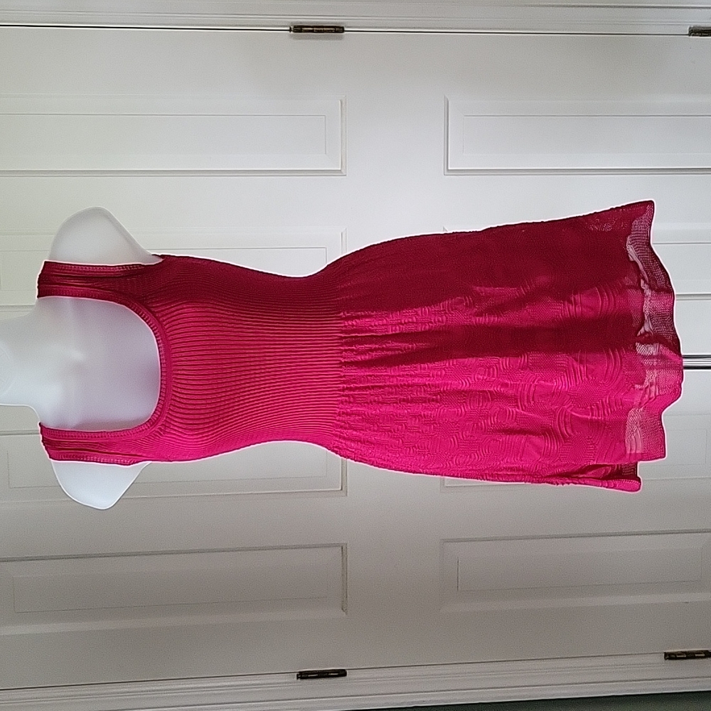 M by Missoni fushia red textured tank dress with slip sz 2
